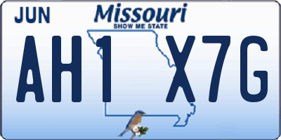 MO license plate AH1X7G