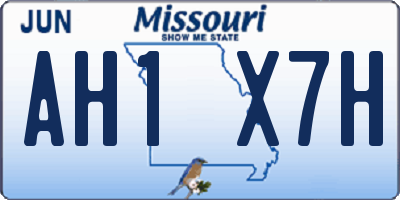 MO license plate AH1X7H