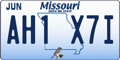 MO license plate AH1X7I