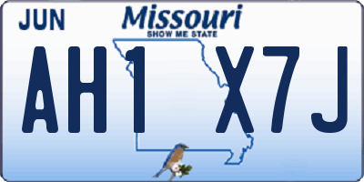 MO license plate AH1X7J