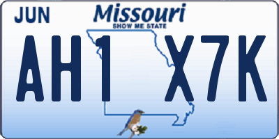 MO license plate AH1X7K