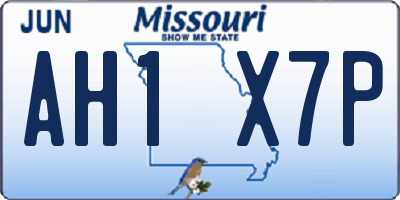 MO license plate AH1X7P