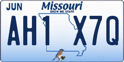 MO license plate AH1X7Q