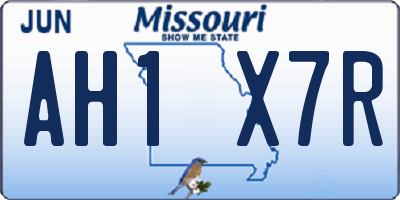 MO license plate AH1X7R