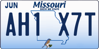 MO license plate AH1X7T