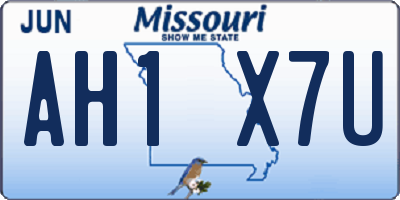 MO license plate AH1X7U