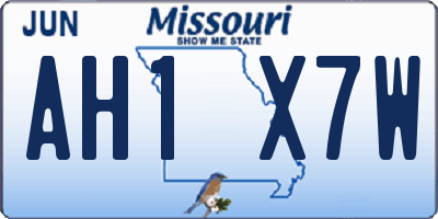 MO license plate AH1X7W