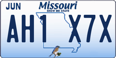 MO license plate AH1X7X