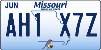 MO license plate AH1X7Z