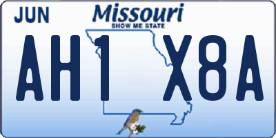 MO license plate AH1X8A