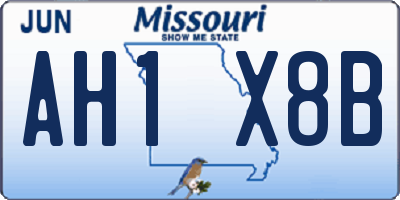 MO license plate AH1X8B