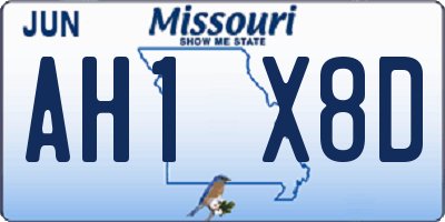 MO license plate AH1X8D