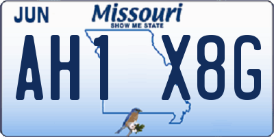 MO license plate AH1X8G