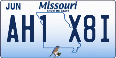 MO license plate AH1X8I