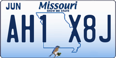 MO license plate AH1X8J