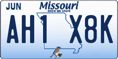 MO license plate AH1X8K