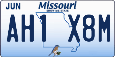 MO license plate AH1X8M