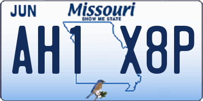 MO license plate AH1X8P