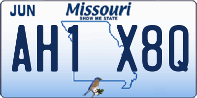 MO license plate AH1X8Q