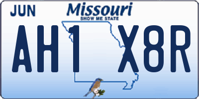 MO license plate AH1X8R