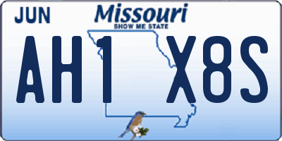 MO license plate AH1X8S