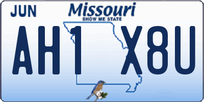 MO license plate AH1X8U