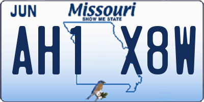 MO license plate AH1X8W