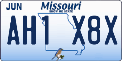 MO license plate AH1X8X