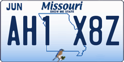 MO license plate AH1X8Z