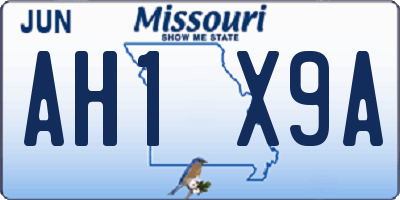 MO license plate AH1X9A