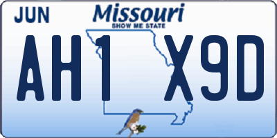 MO license plate AH1X9D