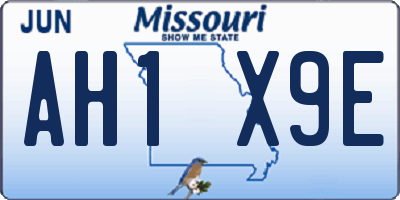 MO license plate AH1X9E