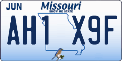 MO license plate AH1X9F