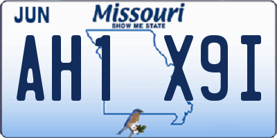 MO license plate AH1X9I