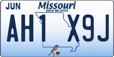 MO license plate AH1X9J