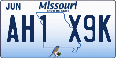 MO license plate AH1X9K