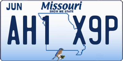 MO license plate AH1X9P