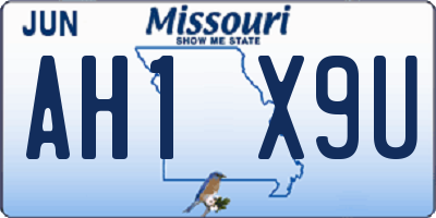 MO license plate AH1X9U