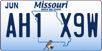 MO license plate AH1X9W