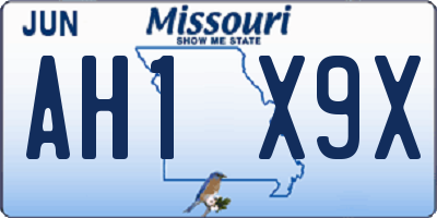 MO license plate AH1X9X