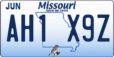 MO license plate AH1X9Z