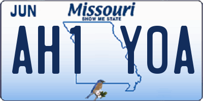 MO license plate AH1Y0A