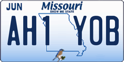 MO license plate AH1Y0B