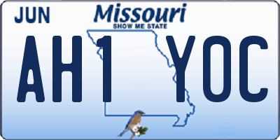 MO license plate AH1Y0C