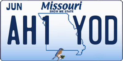 MO license plate AH1Y0D
