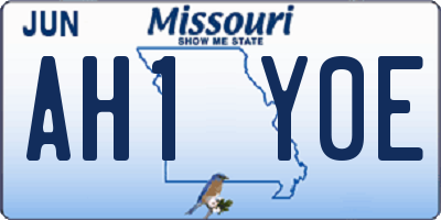 MO license plate AH1Y0E