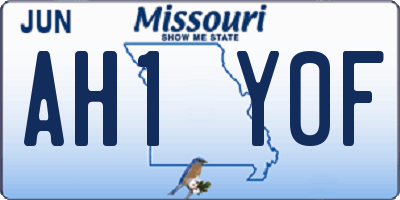 MO license plate AH1Y0F