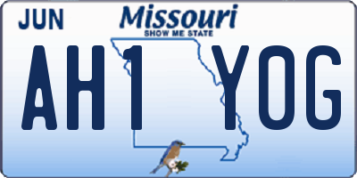 MO license plate AH1Y0G