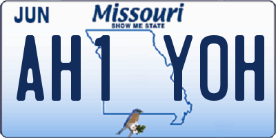 MO license plate AH1Y0H