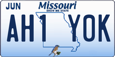 MO license plate AH1Y0K